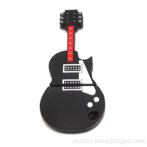 Custom guitar-shaped USB drive, made of soft PVC material, OEM orders welcome